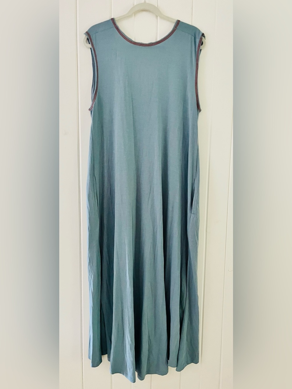 NATURAL LIFE Light Blue Maxi Dress with Contrast Trim, Sz M - Picture 2 of 4